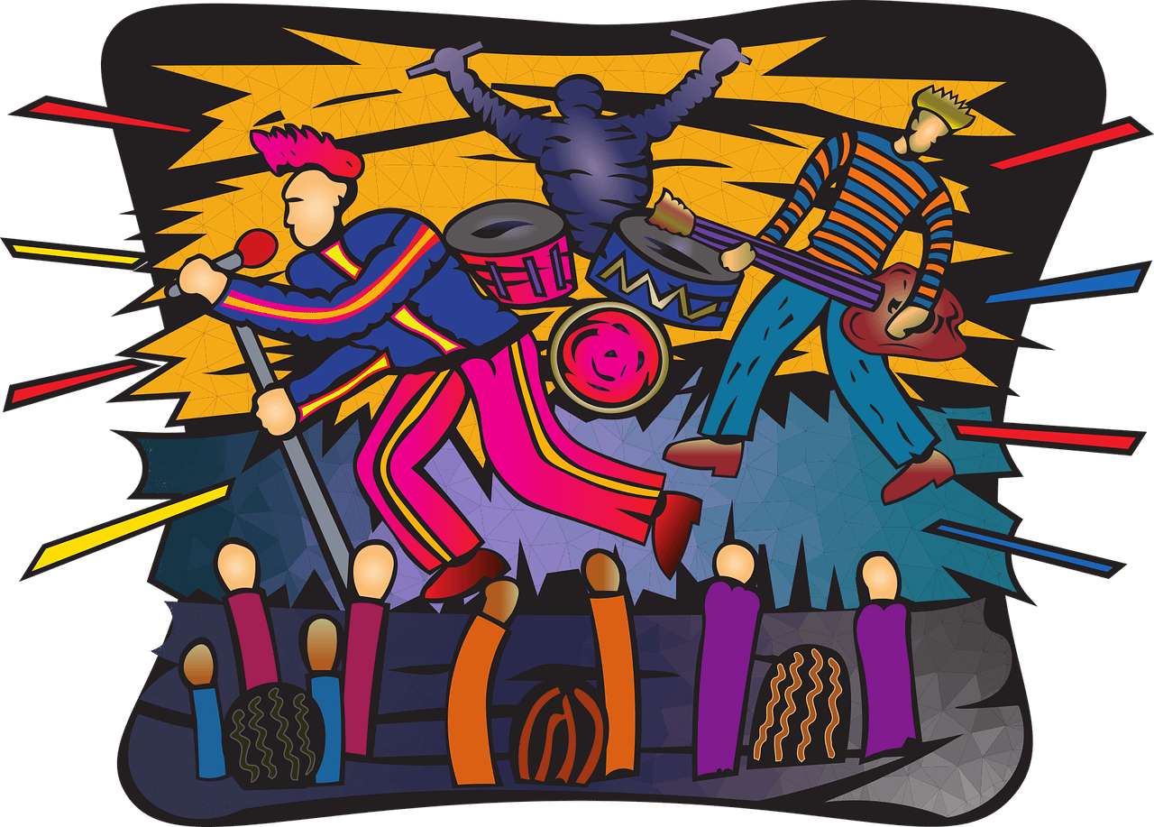 rock band music concert party colorful exciting